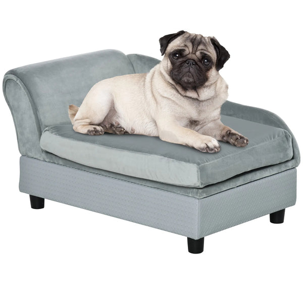 Luxury Small Dog Bed with Hidden Storage, Modern Foam Couch