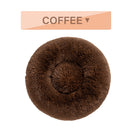 Fluffy Donut Dog Bed Warm Plush Calming Pet Cushion