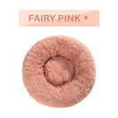 Fluffy Donut Dog Bed Warm Plush Calming Pet Cushion