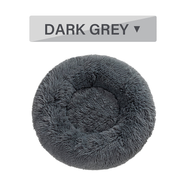 Fluffy Donut Dog Bed Warm Plush Calming Pet Cushion