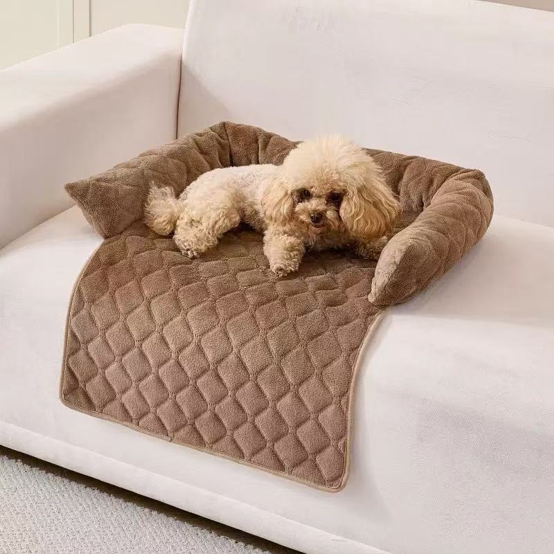 Sofa-Style Calming Dog Bed, Waterproof Suede Pet Sofa